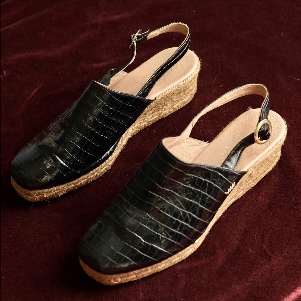 Viscata black patent croc embossed wedge espadrilles - Picture 5 of 6